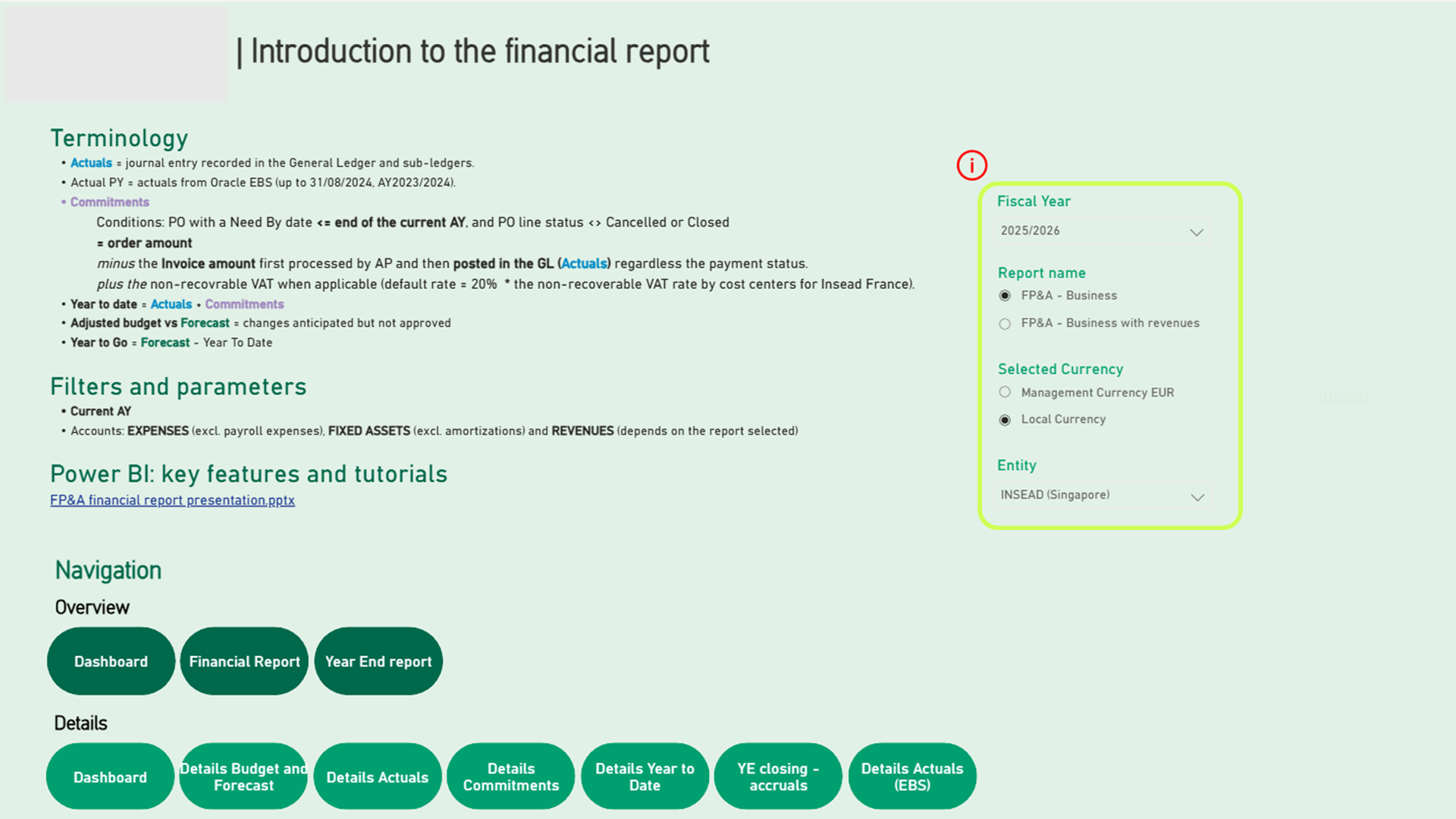 FP&A Financial Report, slide 1 sur 9